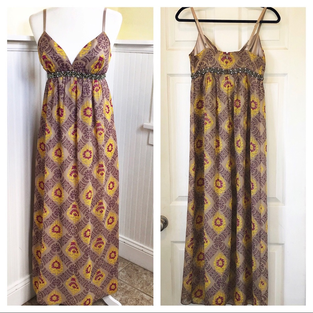 Charlotte Russe Beaded Empire-Waist Maxi Dress Women’s Size Small